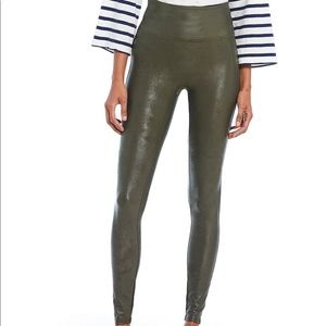 Spanx green faux leather leggings